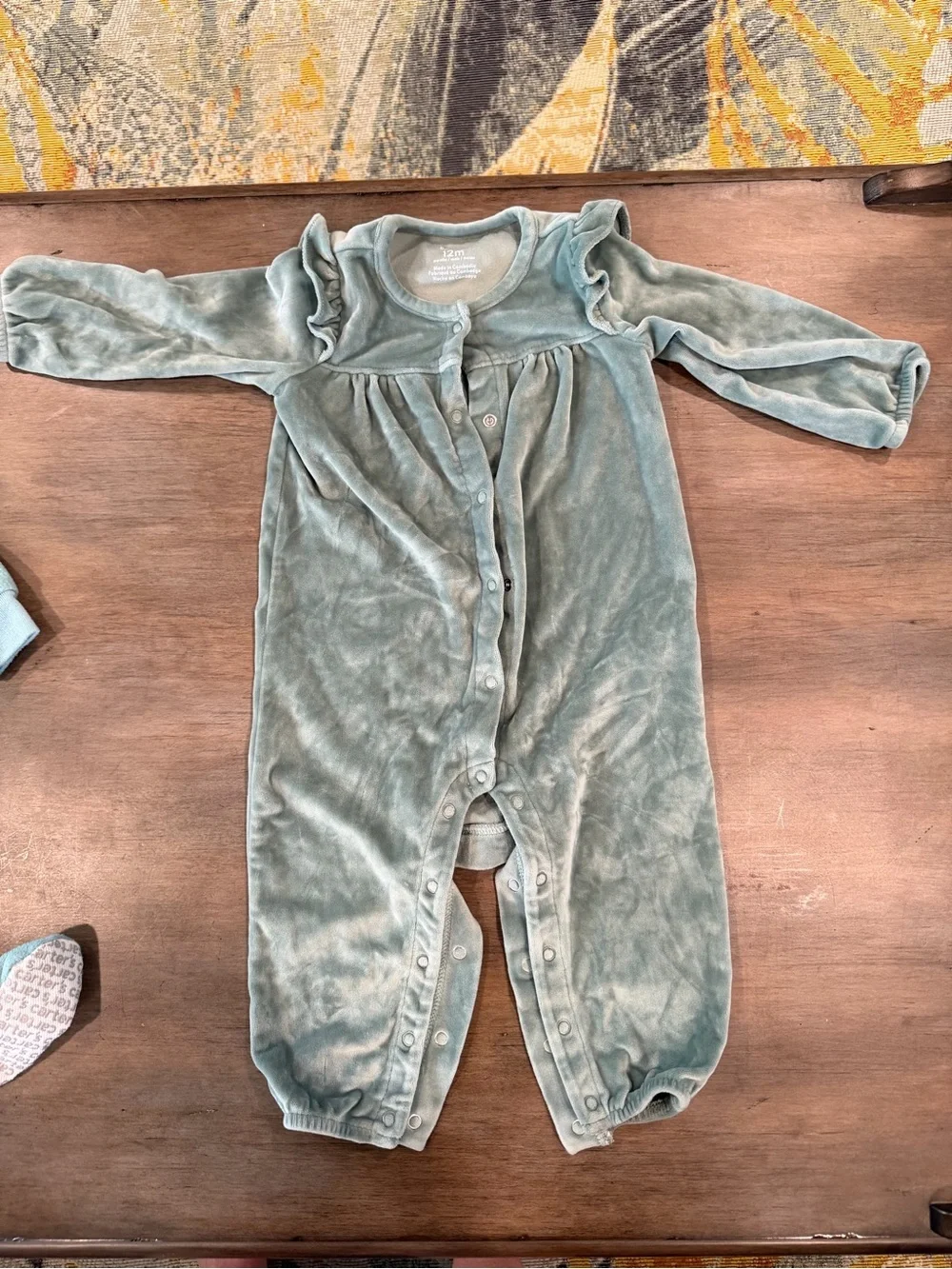 Cute Floral & Solid Baby One-Piece Sleepers - Pink, Light Blue, Sage size 12M